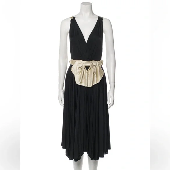 Dolce & Gabbana Silk Bow Waist Midi Dress Iconic Runway Piece $2,560 Retail - Picture 2 of 13